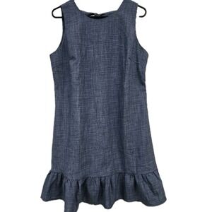 NWT Cupshe Sleeveless Shift Dress Bow Tie Back Ruffle Hem Blue Short Size L